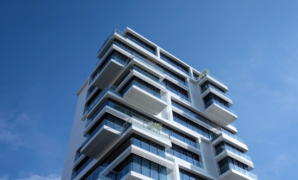 tall building against blue sky